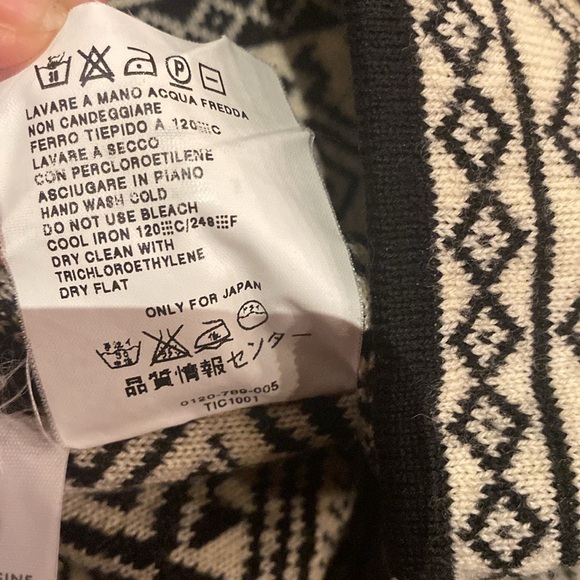 Weekend Max Mara Geometric Wool Sweater Black Cream V Neck Luxury Classic S - Picture 6 of 7